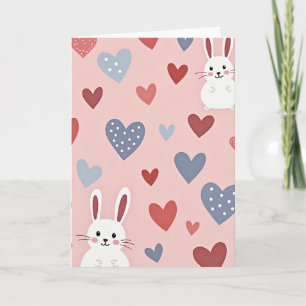 Cute Hearts Bunny Valentine Card