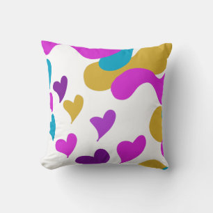 Cute Hearts Camouflage Pink Yellow Cushion