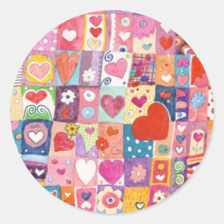 Cute Hearts Classic Round Sticker