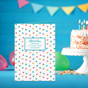 Cute Hearts Custom Name Birthday or Any Occasion Card