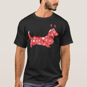 Cute Hearts Dachshund Dog Puppy Lover Valentines D T-Shirt