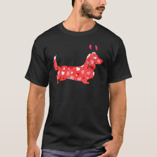 Cute Hearts Dachshund Dog Puppy Valentines Day T-Shirt