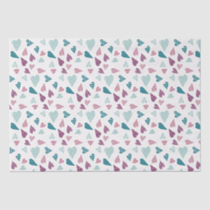 Cute Hearts Doodle Rose Valentine's Day Pink Teal  Tissue Paper
