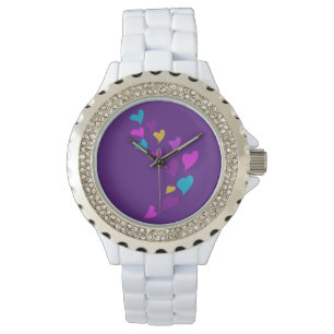 Cute Hearts Dripping Pink Yellow Blue Purple Watch