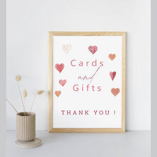 Cute Hearts Girly Baby Shower Cards and Gifts Sign