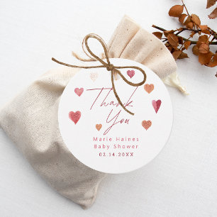 Cute Hearts Girly Baby Shower Thank You Favour Tags