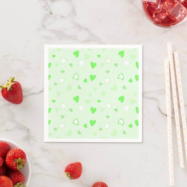 Cute Hearts Green Napkin (Insitu)