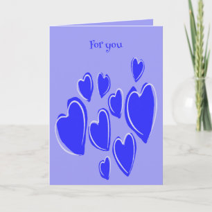 Cute Hearts Hand Drawn Blue Romantic Doodle Card