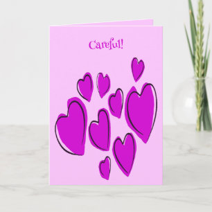 Cute Hearts Hand Drawn Bold Pink Romantic Doodle Card