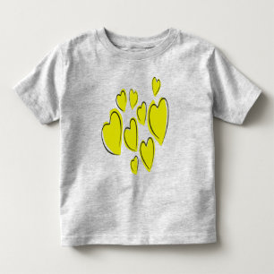 Cute Hearts Hand Drawn Bold Yellow Romantic Doodle Toddler T-Shirt