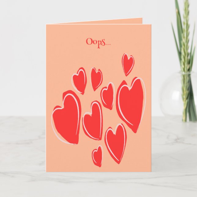 Cute Hearts Hand Drawn Deep Red Romantic Doodle Card (Front)