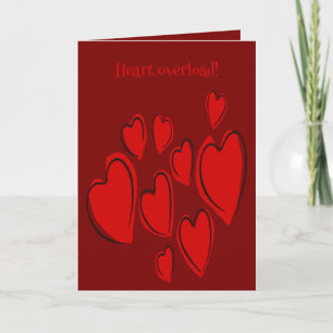 Cute Hearts Hand Drawn Red Romantic Doodle Card