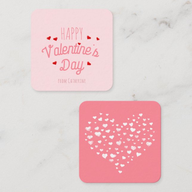 Cute Hearts Happy Valentine's day Pink Card (Front/Back)