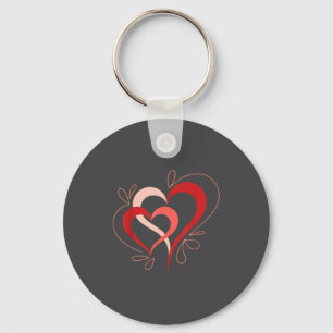 Cute Hearts In Love Couples Valentine Day Pajamas Key Ring