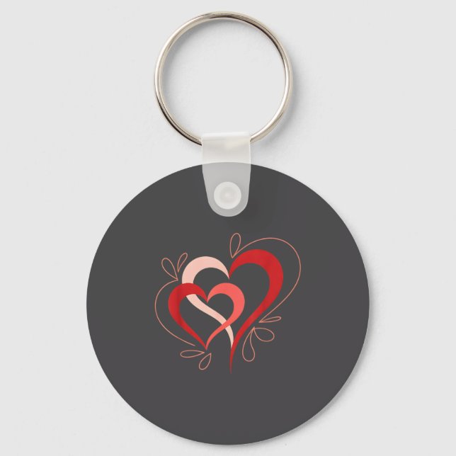 Cute Hearts In Love Couples Valentine Day Pajamas  Key Ring (Front)