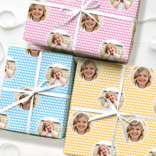 Cute Hearts Kids Birthday Photo 3 Set Colourful Wrapping Paper Sheet