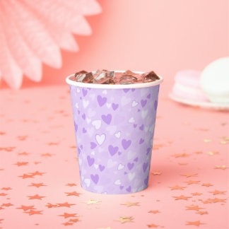 Cute Hearts Lavender Paper Cups