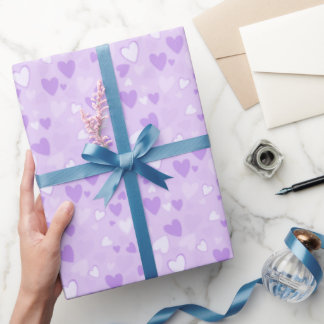 Cute Hearts Lavender Wrapping Paper