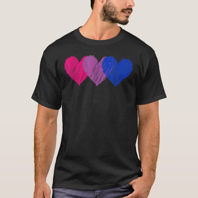 Cute Hearts Lgbtq Love Gay Pride Bisexual For Men  T-Shirt (Front)