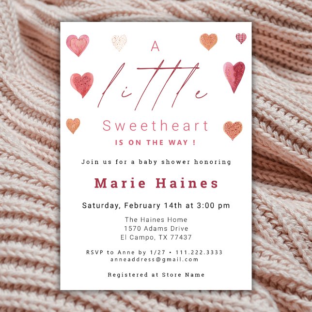 Cute Hearts Little Sweetheart Baby Shower Girly Invitation (Creator Uploaded)