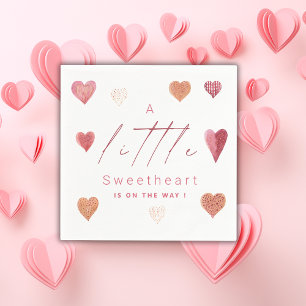 Cute Hearts Little Sweetheart Baby Shower Girly Napkin