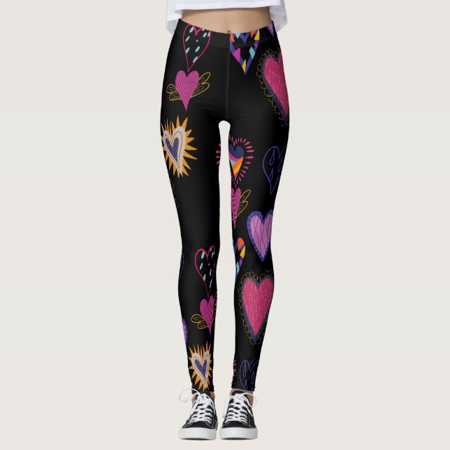 Cute hearts love , birthday  leggings (Front)