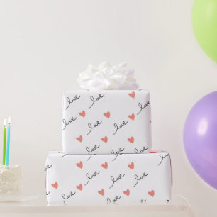 Cute Hearts & Love Script Valentines Day Wrapping Paper