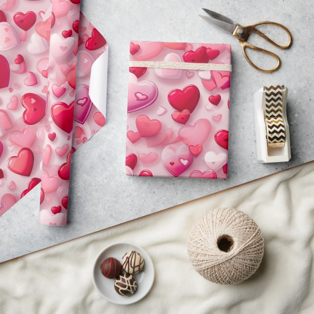 Cute Hearts Love Valentine's Gift Wrapping Paper (Crafts)