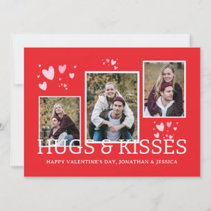 Cute Hearts Pattern 3 Photo Happy Valentine's Day Holiday Card