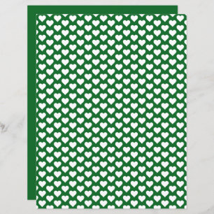 Cute Hearts Pattern Forest Green Scrapbook Paper
