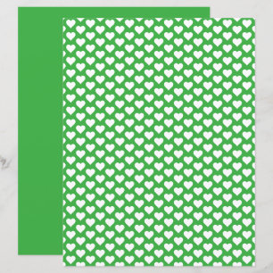Cute Hearts Pattern Green Scrapbook Paper