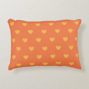 Cute Hearts Pattern in Orange and Yellow Decorative Cushion