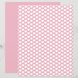 Cute Hearts Pattern Pastel Pink Scrapbook Paper