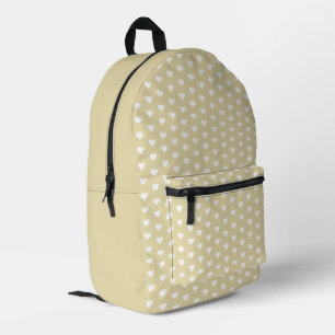 Cute Hearts Pattern Tan Shade Printed Backpack