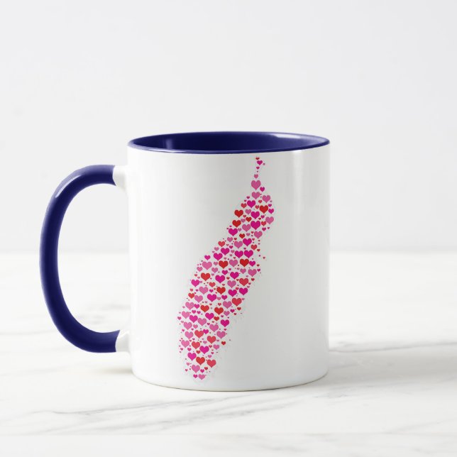 Cute Hearts Peacock Funny Animals Lover Valentines Mug (Left)