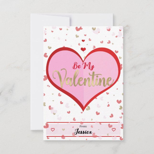 Cute Hearts Pink Red Gold Digital Valentine's Day Invitation (Front)