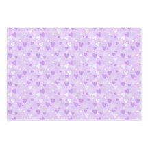 Cute Hearts Print Lavender Wrapping Sheet Set of 3
