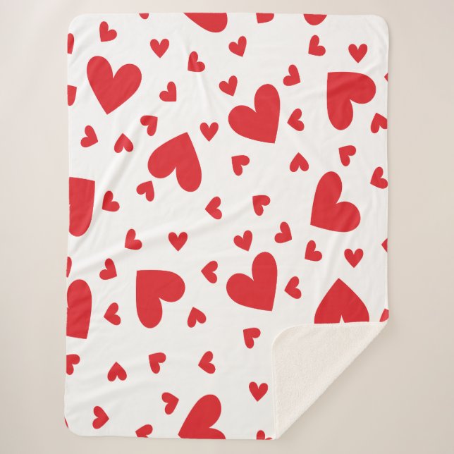 Cute Hearts  Sherpa Blanket (Front)