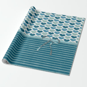 Cute Hearts Stripes and Bow Wrapping Paper