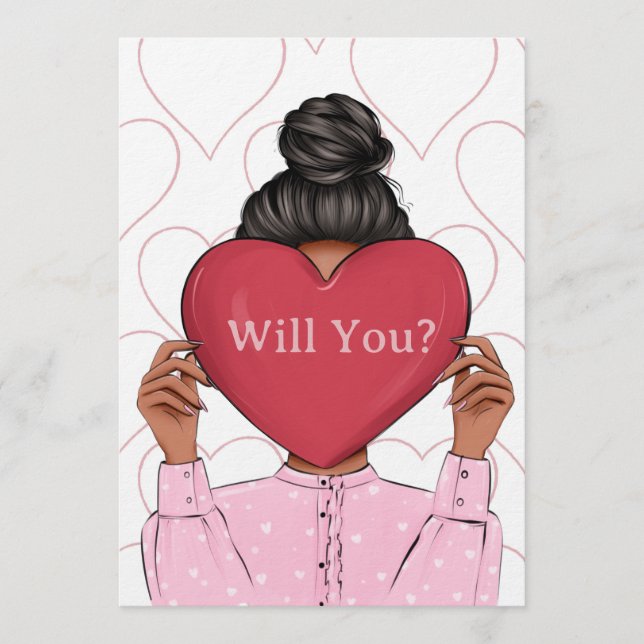 Cute Hearts Valentine's Bridesmaid Proposal Card (Front)