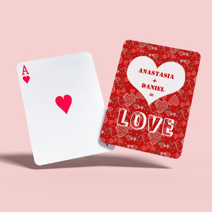 Cute hearts Valentine's Day couple Playing Cards