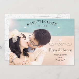 Cute Hearts Wavy Curvy Swirls Photo Save the Date Invitation