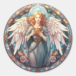 Cute Heavenly Angel religious Classic Round Sticker