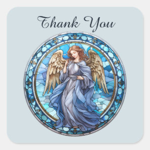 Cute Heavenly Angel religious thank you Square Sticker