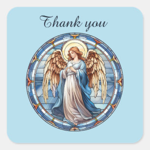 Cute Heavenly Angel religious thank you Square Sticker