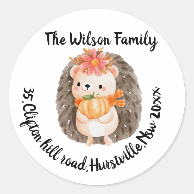 Cute Hedgehog Address Sticker (Front)