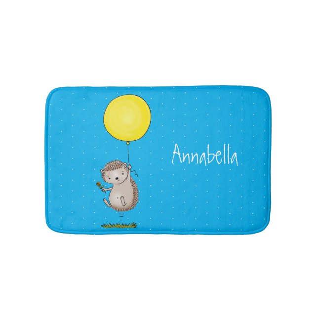 Cute hedgehog and balloon cartoon pattern bath mat (Front)