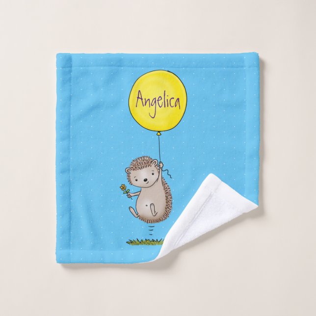 Cute hedgehog and balloon cartoon pattern bath towel set (Wash Cloth)