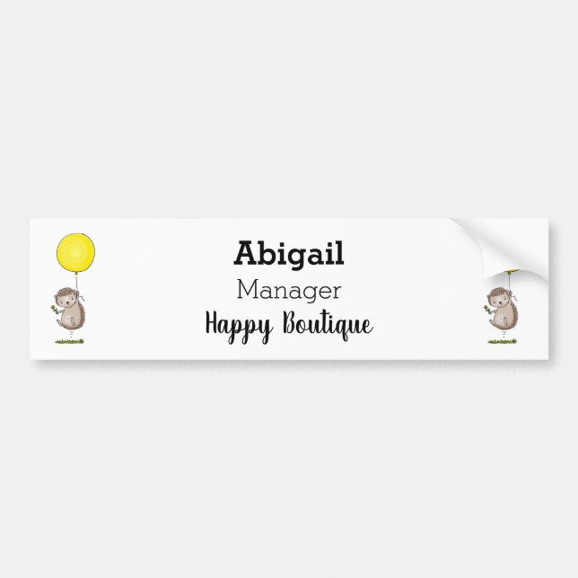 Cute hedgehog and balloon cartoon pattern bumper sticker (Front)