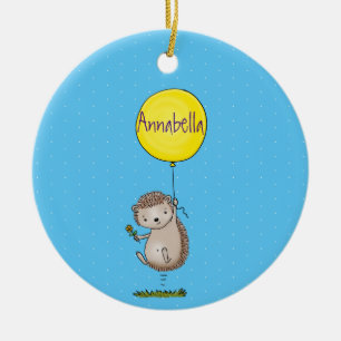 Cute hedgehog and balloon cartoon pattern ceramic tree decoration